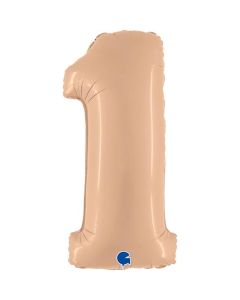 40" Satin Nude Number 1 Foil Balloon Grabo