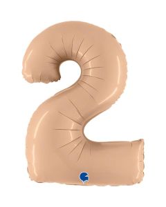 40" Satin Nude Number 2 Foil Balloon Grabo