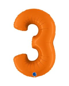 40" Number 3 Matte Orange Foil Balloon Grabo