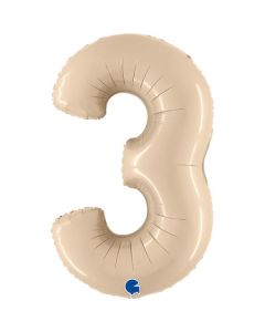 40" Satin Cream Number 3 Foil Balloon Grabo