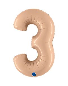 40" Satin Nude Number 3 Foil Balloon Grabo