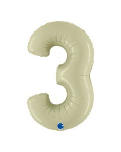 40" Number  3 Satin Olive Green Foil Balloons Grabo