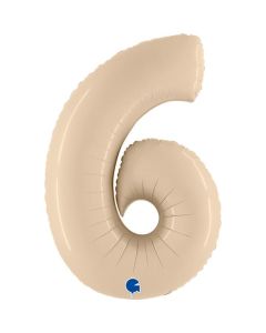 40" Satin Cream Number 6 Foil Balloon Grabo