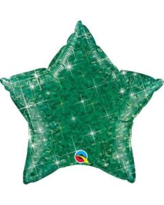 20" Holographic Jewel Green Star Foil Balloon Unpackaged Qualatex