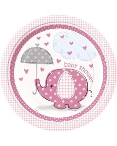 Pink Umbrellaphants 9" Plates 8pk Unique