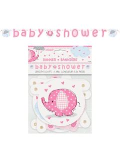 Pink Baby Shower Umbrellaphants Joint Banner Unique