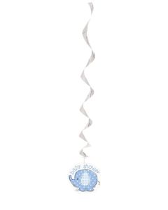 Blue Baby Shower Umbrellaphants Hanging Swirls Unique