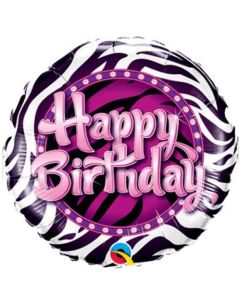 9" Happy Birthday Zebra Print Foil Unpackaged
