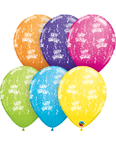 11" Tropical Mix Birthday Latex 25pk Qualatex