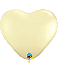6" Ivory Silk Heart Latex 100pk Qualatex