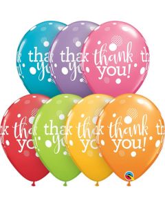 11" Thank You Dots Latex Balloons Pk25 Qualatex