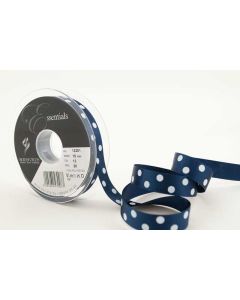 15mm Polka Dot Ribbon On 20M Reel  Navy