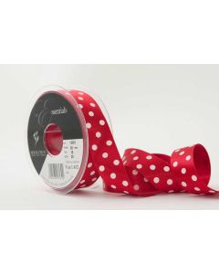 25mm Polka Dot Ribbon On 20M Reel Red