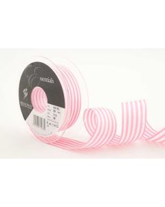 25mm Stripes Ribbon On 25M Reel Pink