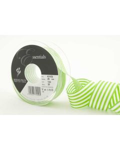 25mm Stripes Ribbon On 25M Reel Meadow