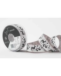 25mm Woodland Animals Ribbon 20m Reel Grey