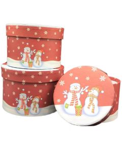 3pc Snowman Small Hat Boxes Tulip