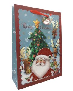 Medium Santa & Friends Tip On Gift Bag Pk6 Tulip