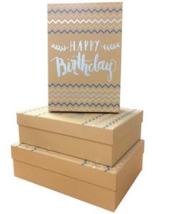 Large Foil Set Of 3 Boxes Tulip