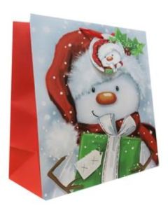 Snowman Mini Square Jumbo Gift Bags Pk12 Tulip