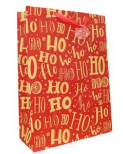 Red HoHoHo Mini Super Jumbo Gift Bags Pk12 Tulip
