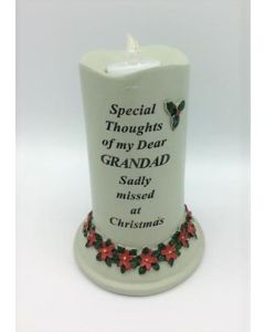 Grandad Poinsettia Candle With Flickering Light