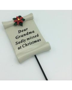 Grandma Poinsettia Scroll Stick
