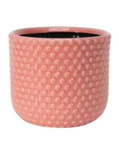 17cm Pink Pot With Debossed Dots - Stoneware