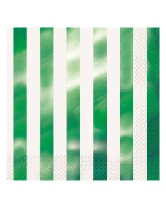 Green Metallic Stripe Napkins Pk16 Unique
