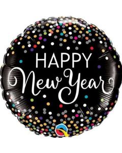 18" Confetti Happy New Year Foil Balloon Qualatex