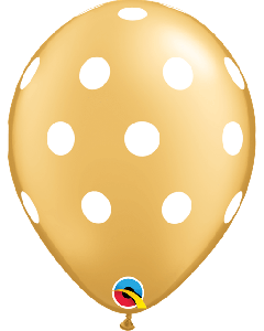 11" Gold Big Polka Dots Latex 25pk Qualatex