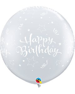 36" Diamond Clear Birthday Shining Star Latex 2pk Qualatex