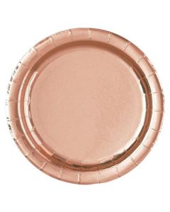 7" Rose Gold Paper Plates Pk8 Unique