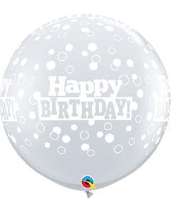 36" Diamond Clear Birthday Confetti Dots Latex 2pk Qualatex