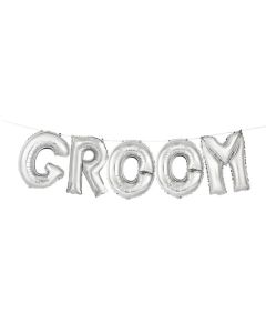 14" Silver Groom Air Filled Letter Balloon Banner Unique