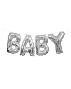 "Baby" 14" Silver Air Fill Foil Balloon Banner Kit Unique