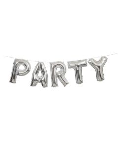 "Party" 14" Silver Letters Air FIll Foil Balloon Banner Kit Unique