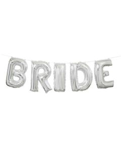14" Silver Bride Air Filled Lettre Balloon Banner Unique