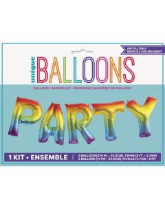 14" Rainbow Party Banner Kit Air-Fill Foil Unique