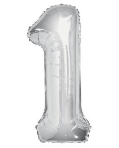 34" PACKAGED SILVER FOIL BALLOON NUMBER 1 - 53821/1