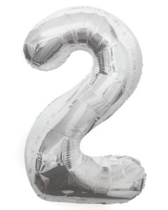 34" PACKAGED SILVER FOIL BALLOON NUMBER 2 - 53822/1