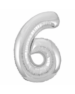 34" Silver Number 6 Foil Balloon Unique