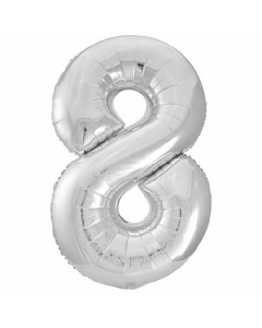 34" PACKAGED SILVER FOIL BALLOON NUMBER 8 - 53828/1