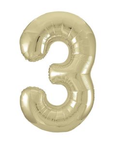 34" PACKAGED GOLD FOIL BALLOON NUMBER 3 - 53833/1