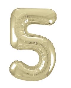 34" PACKAGED GOLD FOIL BALLOON NUMBER 5 - 53835/1