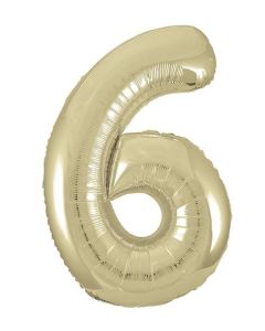 34" PACKAGED GOLD FOIL BALLOON NUMBER 6 - 53836/1