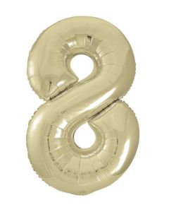 34" PACKAGED GOLD FOIL BALLOON NUMBER 8 - 53838/1