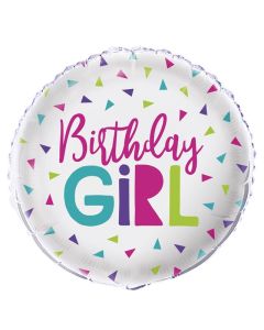 18" RAINBOW CONFETTI BIRTHDAY GIRL FOIL - 54021/1