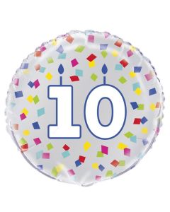 18" RAINBOW CONFETTI AGE 10 FOIL - 54023/1