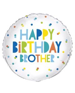 18" Blue & White Birthday Brother Round Foil Unique